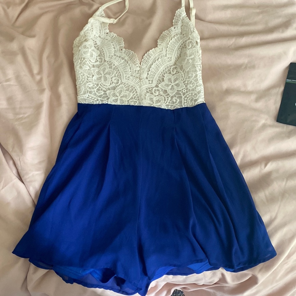 Blue and White Romper